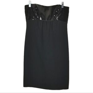 Ann Taylor Sequin Strapless Cocktail Dress Black Size 4 Small Mini LBD
